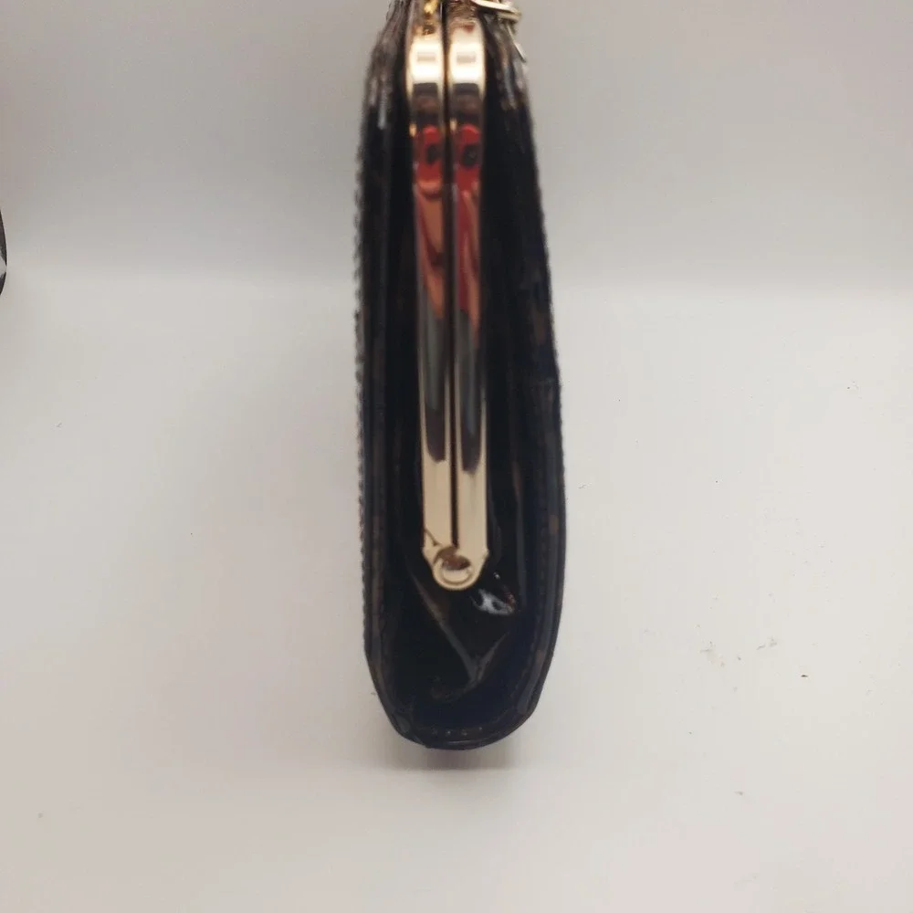 Elaine Turner Clutch‎ Purse Clasp Animal Print Organizer Chain Strap Formal Vtg